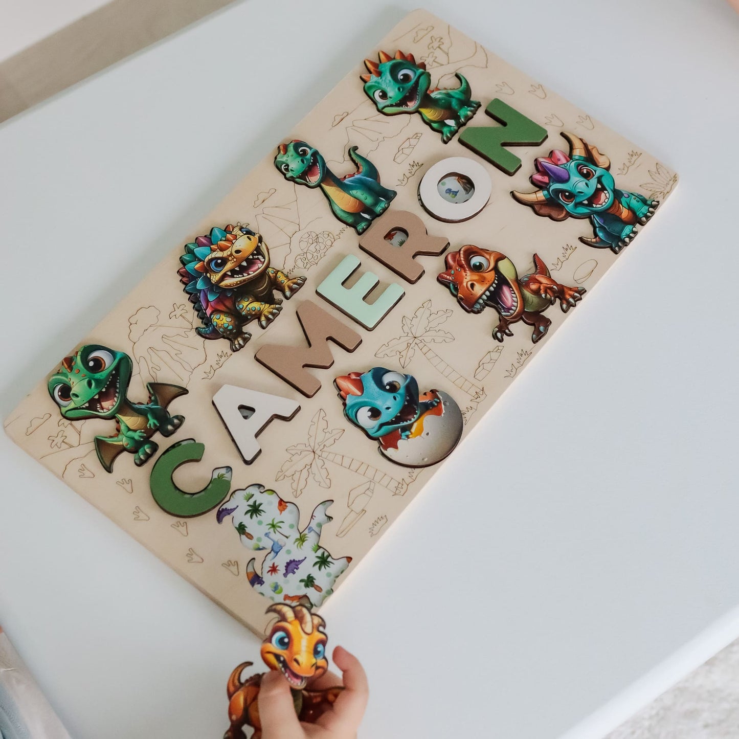 Custom dinosaur name puzzle for toddlers