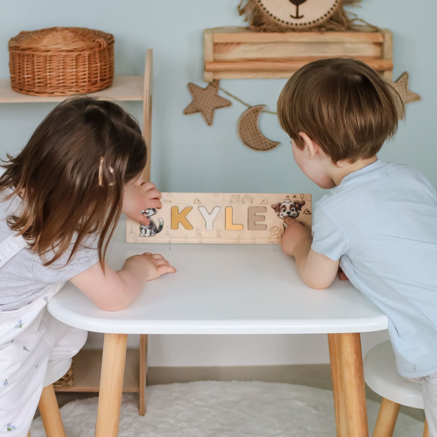 Baby gift puzzle with personalized name and farm theme
