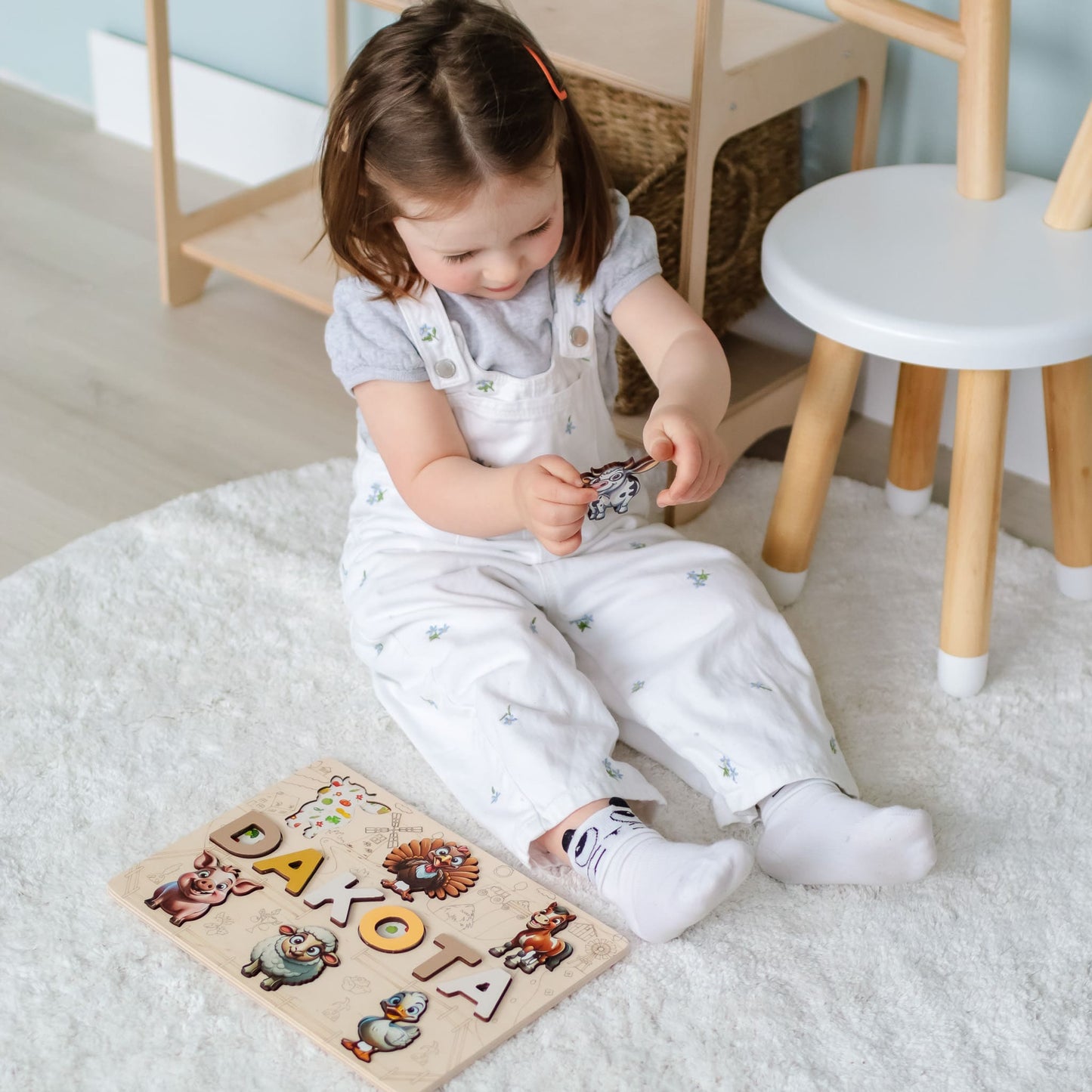Custom farm puzzle for fine motor skill learning