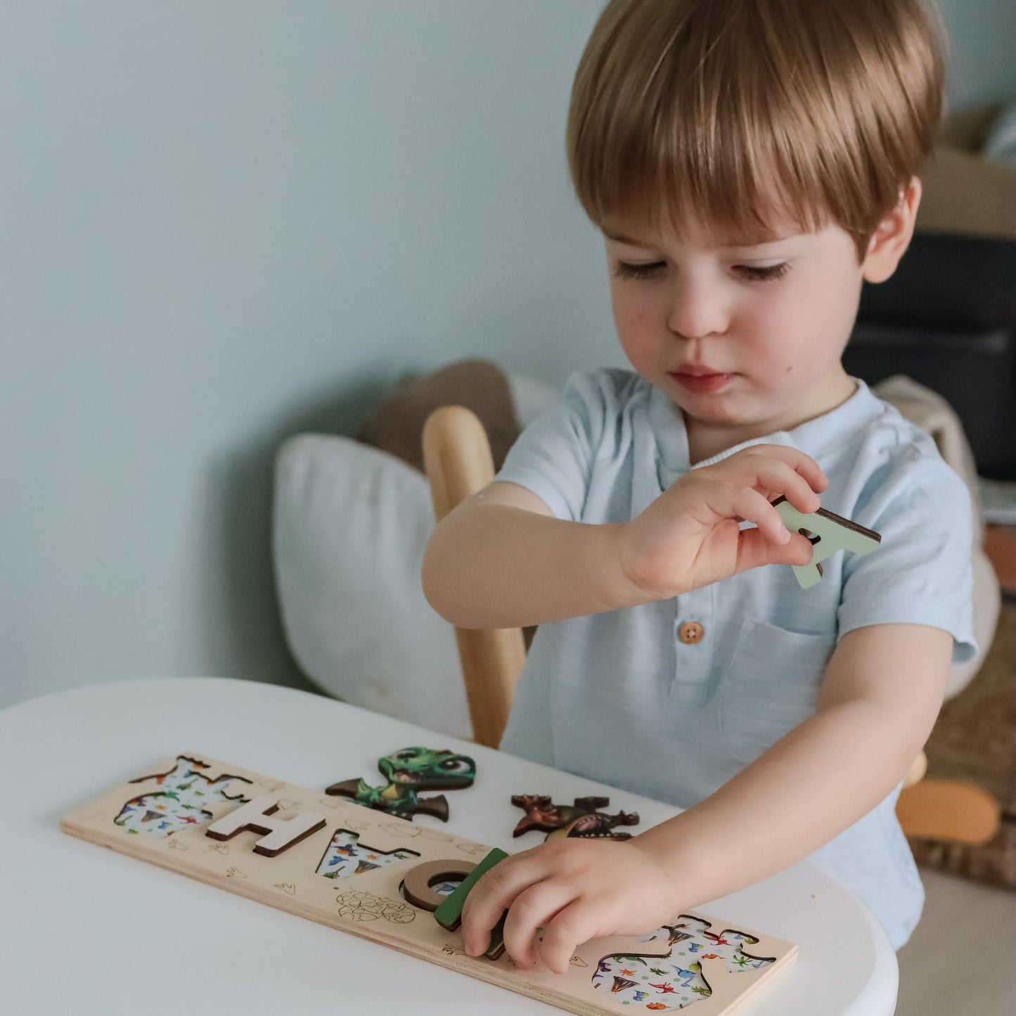 Custom toddler puzzle with prehistoric animal theme
