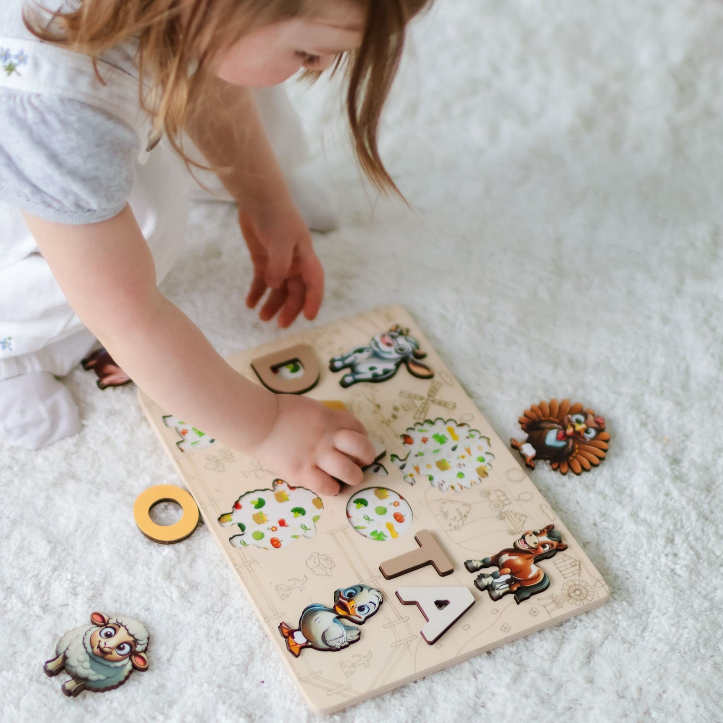 Personalized birthday gift puzzle with farm animals