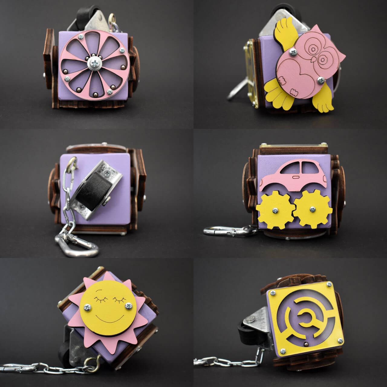 Pastel-colored activity cube for toddlers