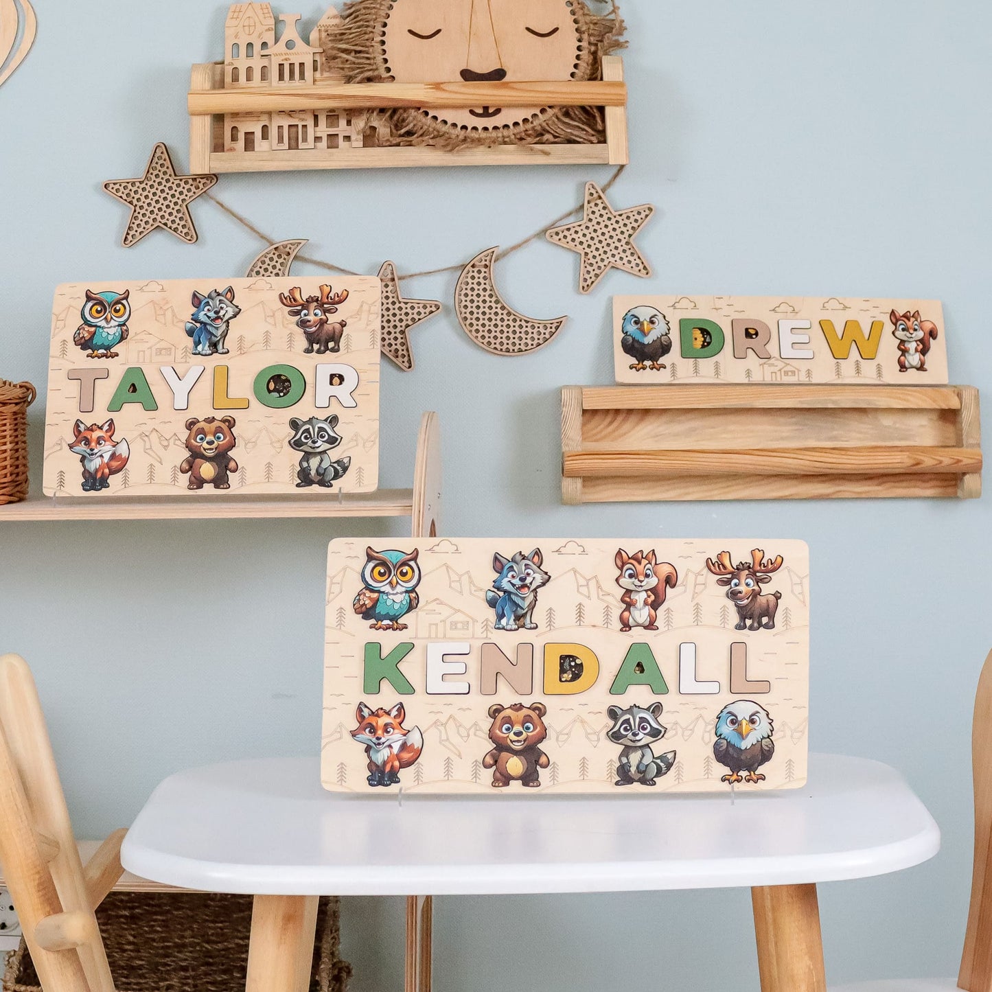 Toddler Montessori Name Puzzle with Forest Theme