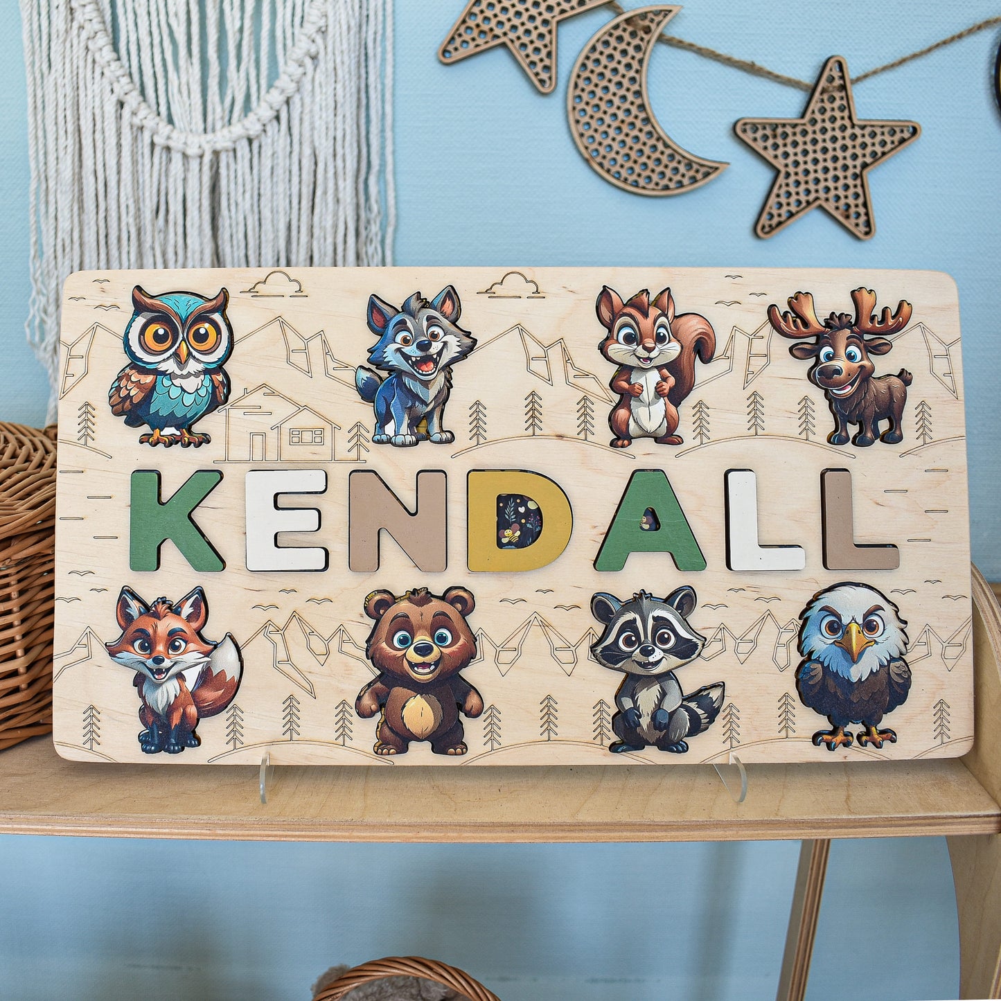 Custom Name Puzzle for Toddlers with Forest Theme