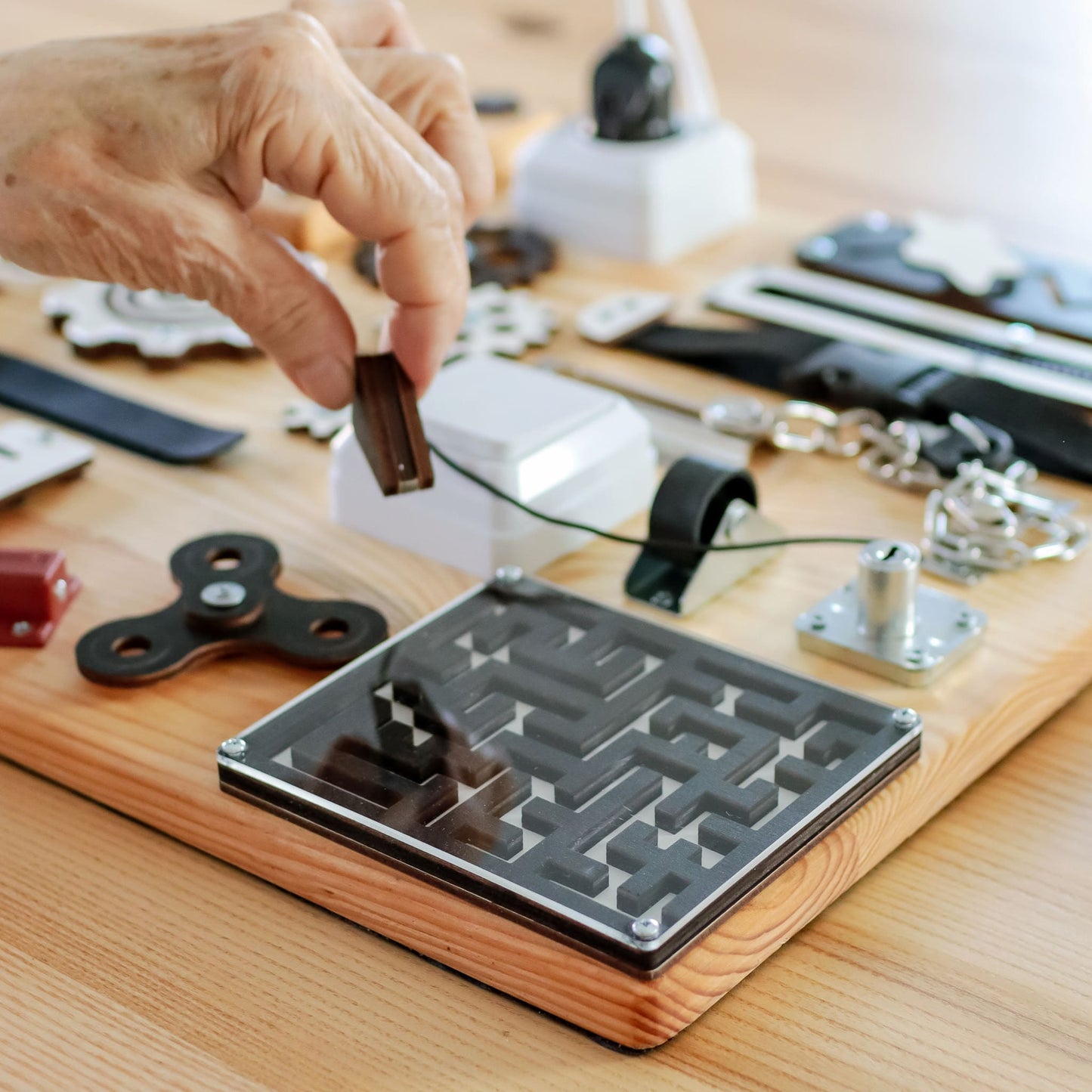 Handmade Alzheimer’s Busy Board with Interactive Features