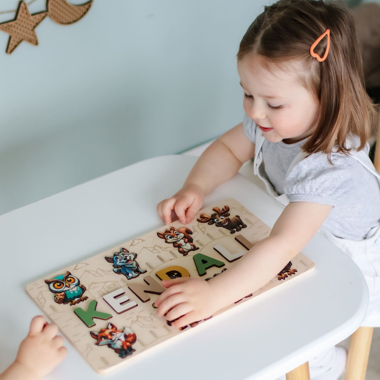 Wooden Name Puzzle with Magnetic Forest Animals