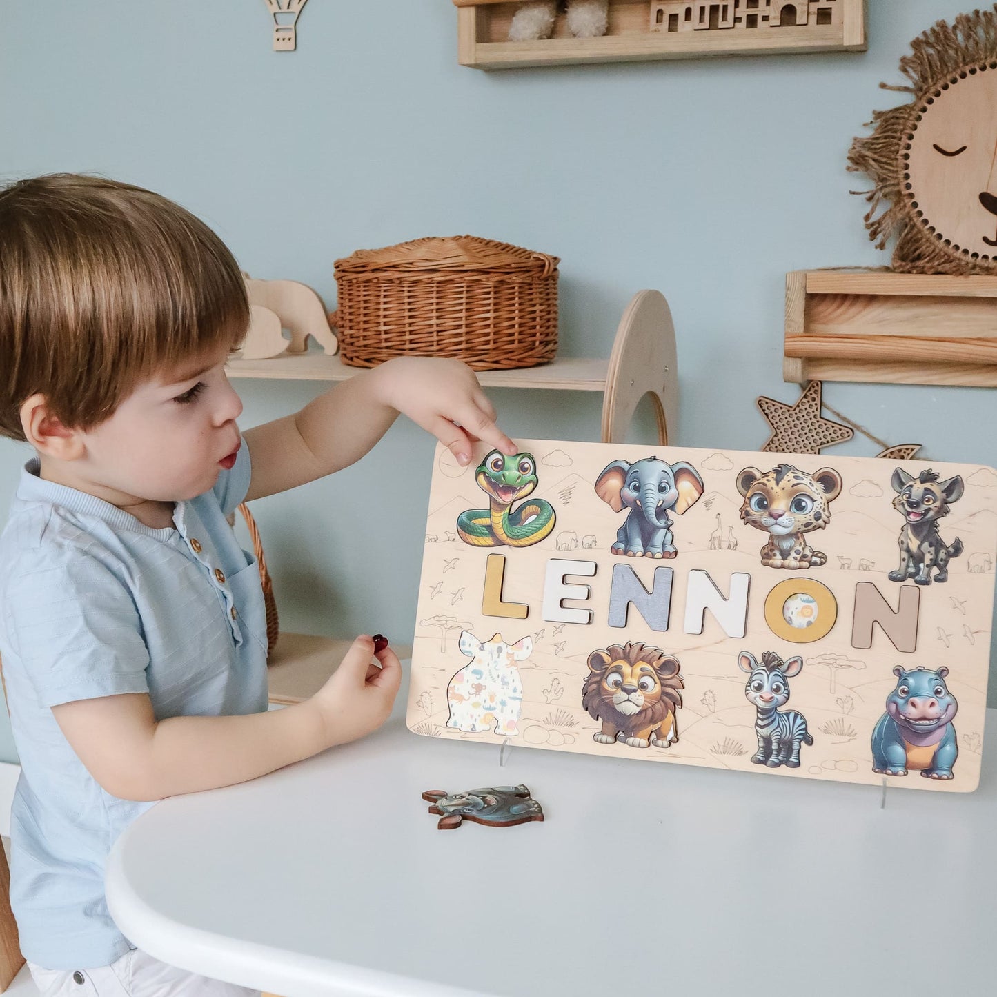 Wooden puzzle gift for safari animal lovers