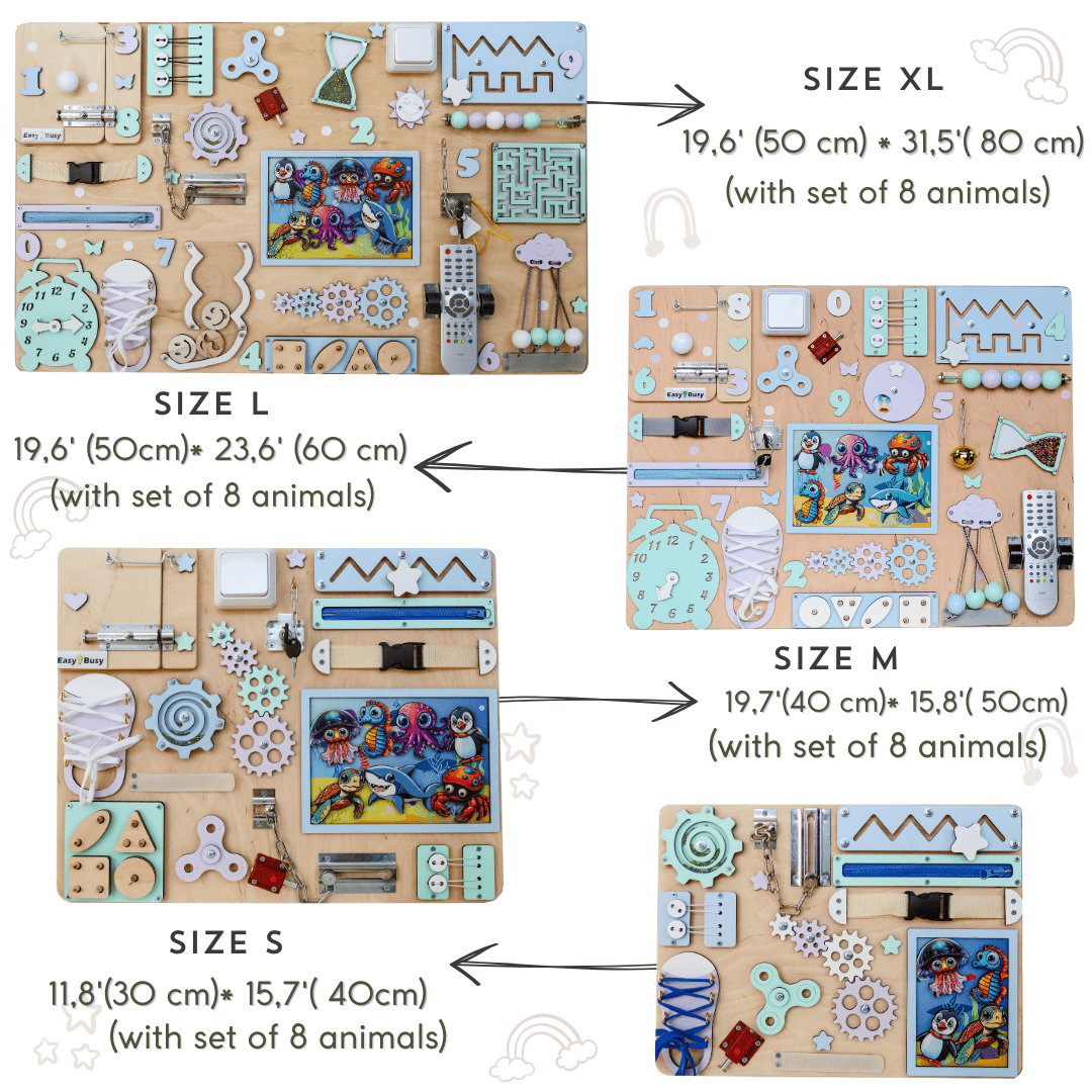 Extra-large sea-themed animated busy board (Size XL) with magnetic ocean animals