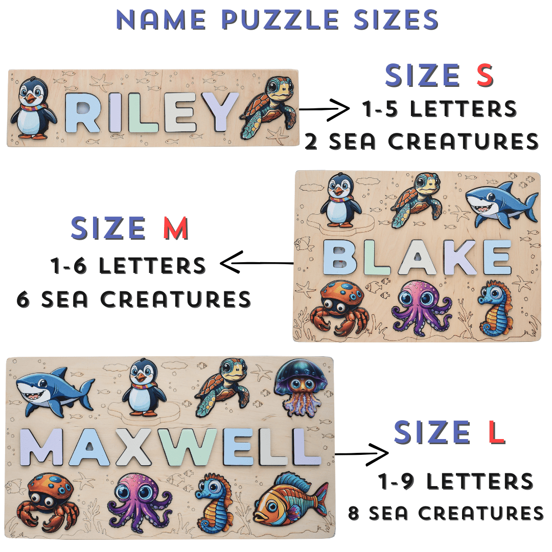 Personalized toddler name board with sea magnets