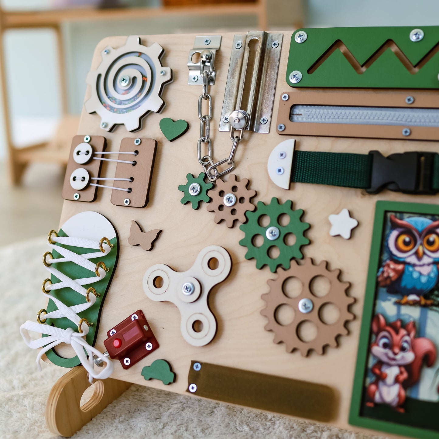 Fine motor skill development toy with magnetic woodland creatures