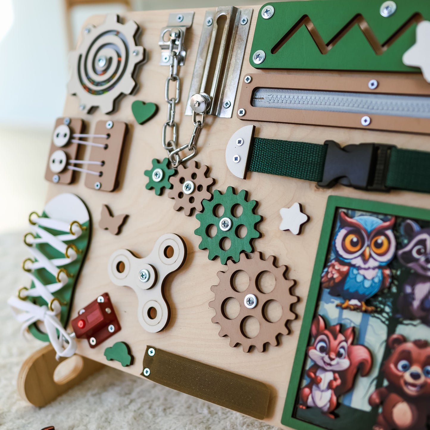 Eco-friendly wooden sensory play toy with detachable magnets