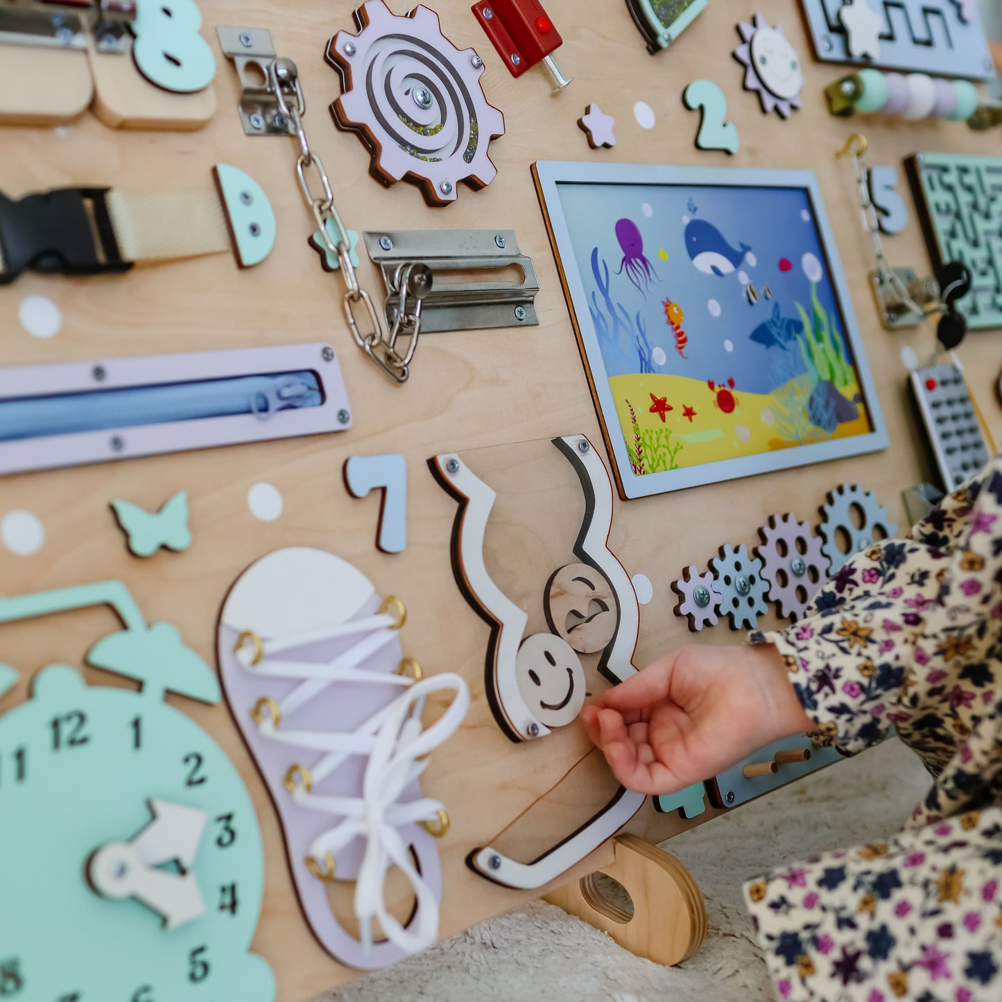 Eco-friendly handcrafted Montessori sensory board for early childhood learning