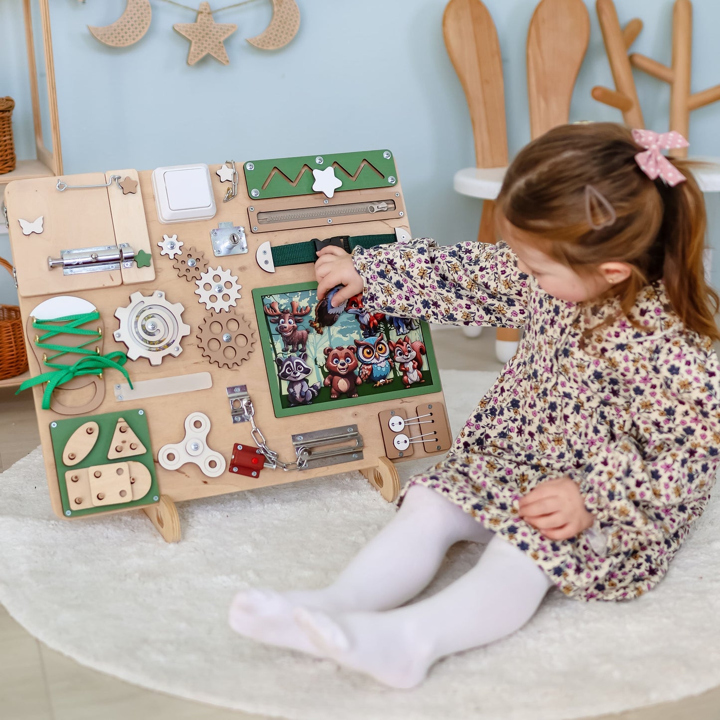 Eco-friendly wooden sensory board for early learning