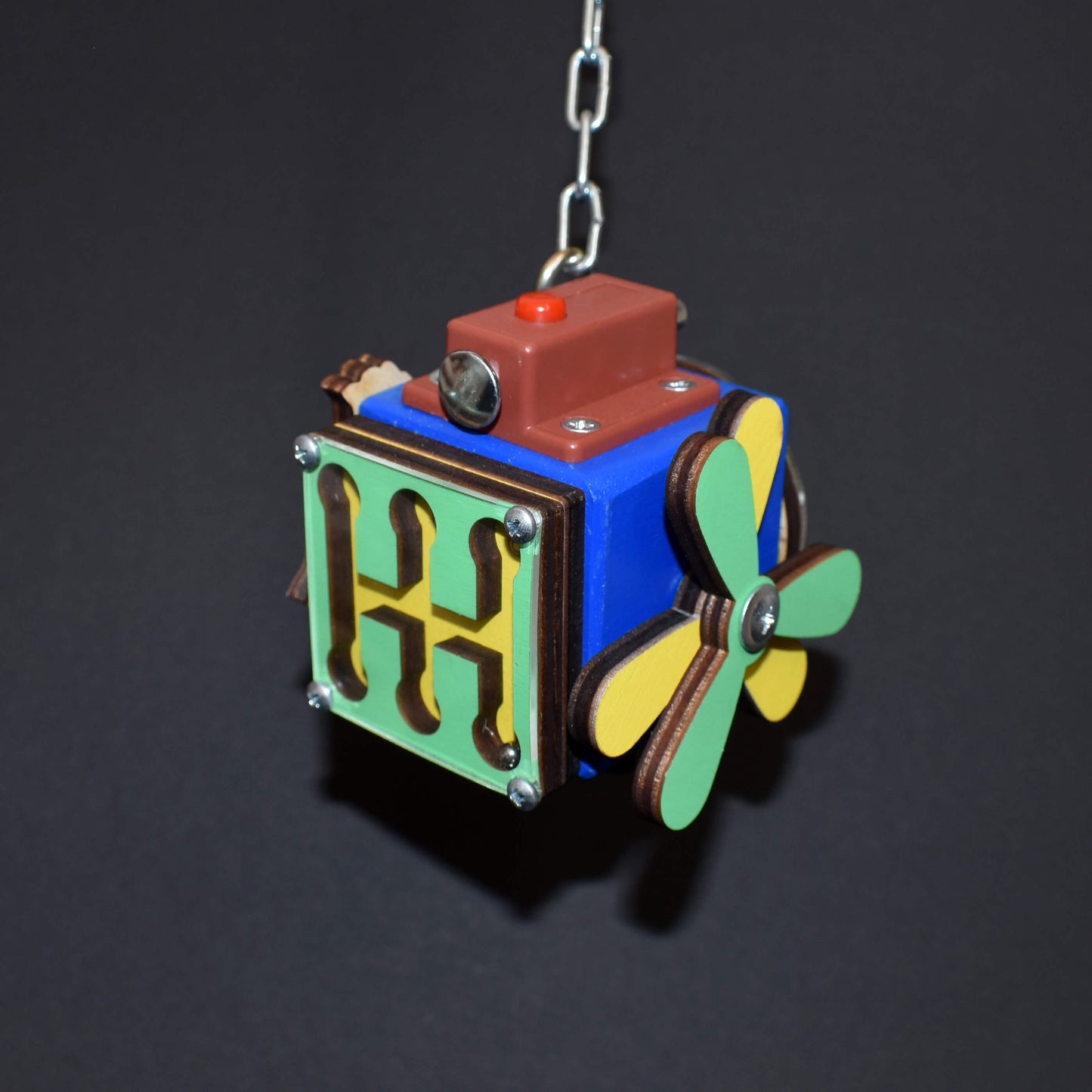 Wooden Montessori busy cube keychain