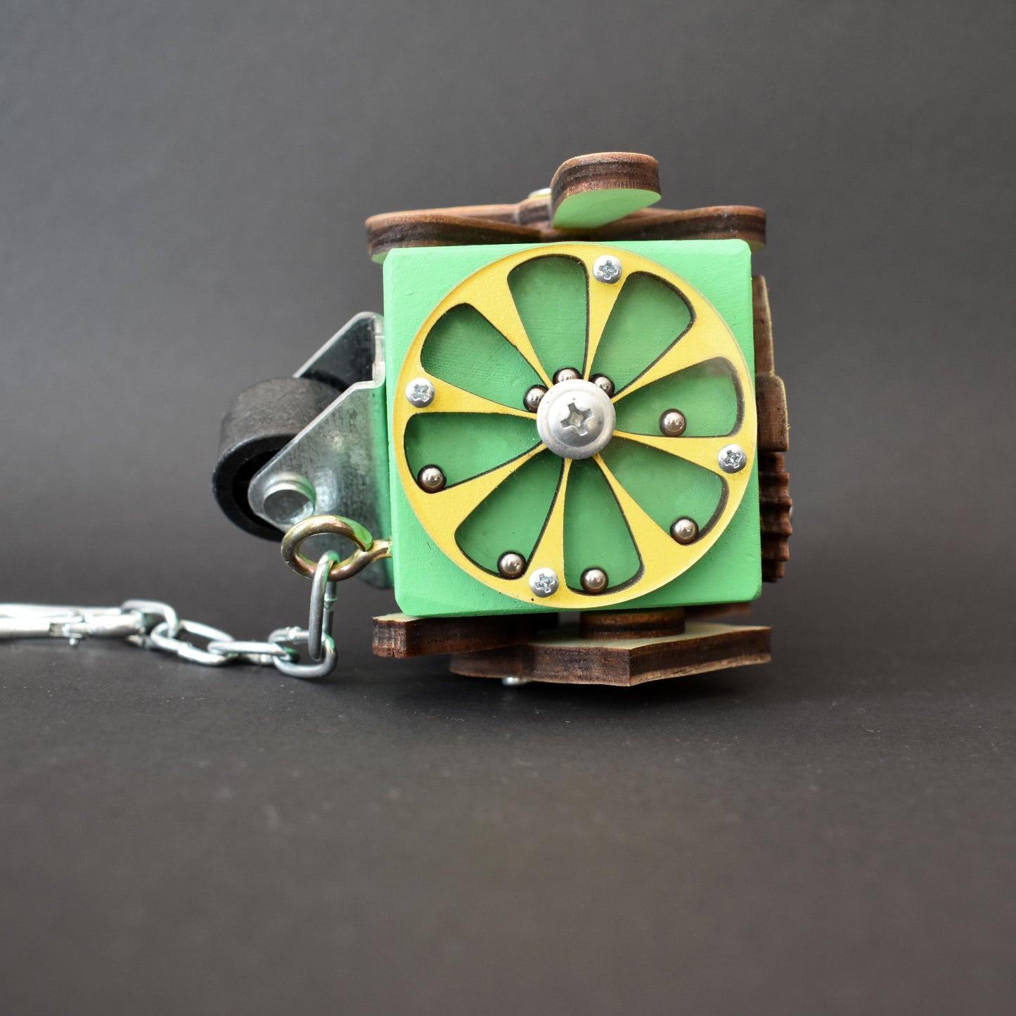 Mini busy cube keychain toy with multiple textures