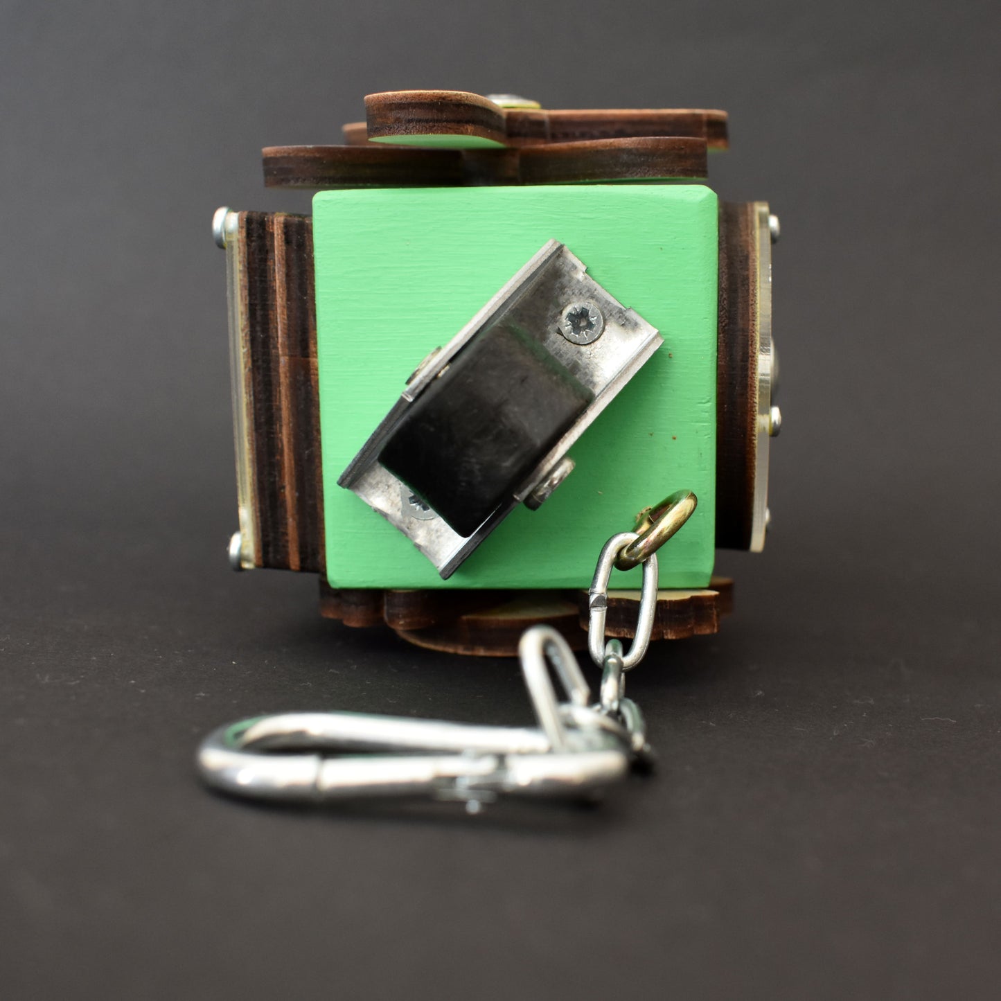 Montessori cube with switch and light for fine motor training