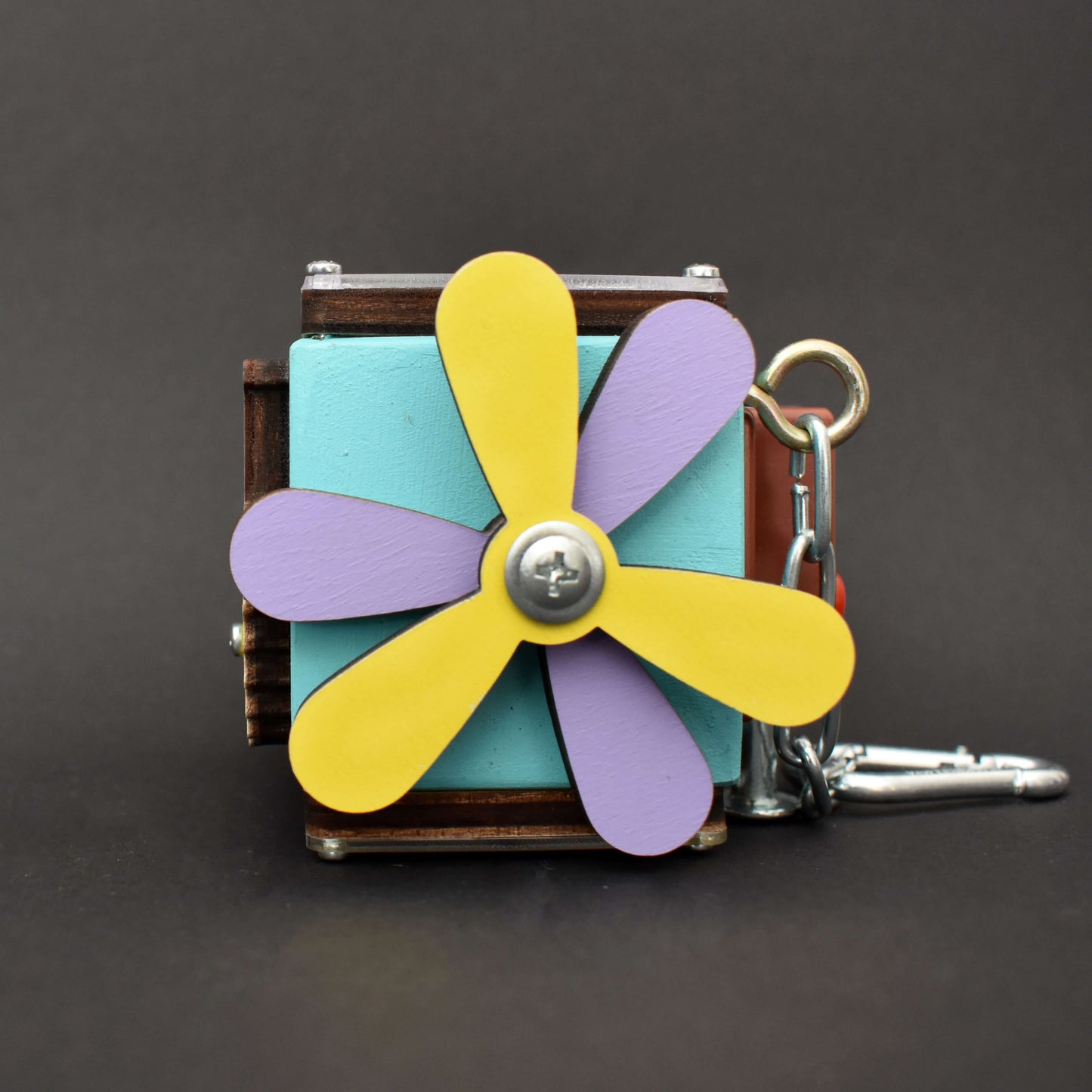 Handmade Montessori cube with keychain