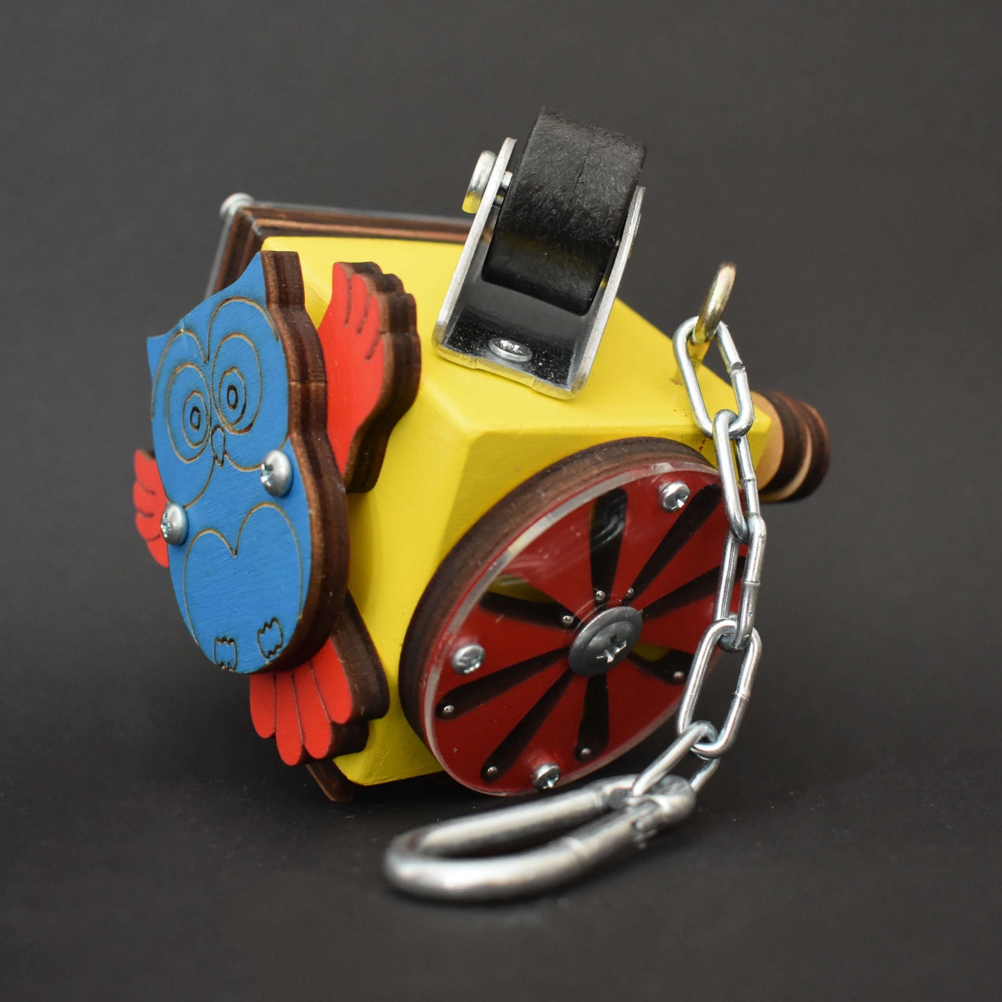 Colorful owl activity side of travel cube