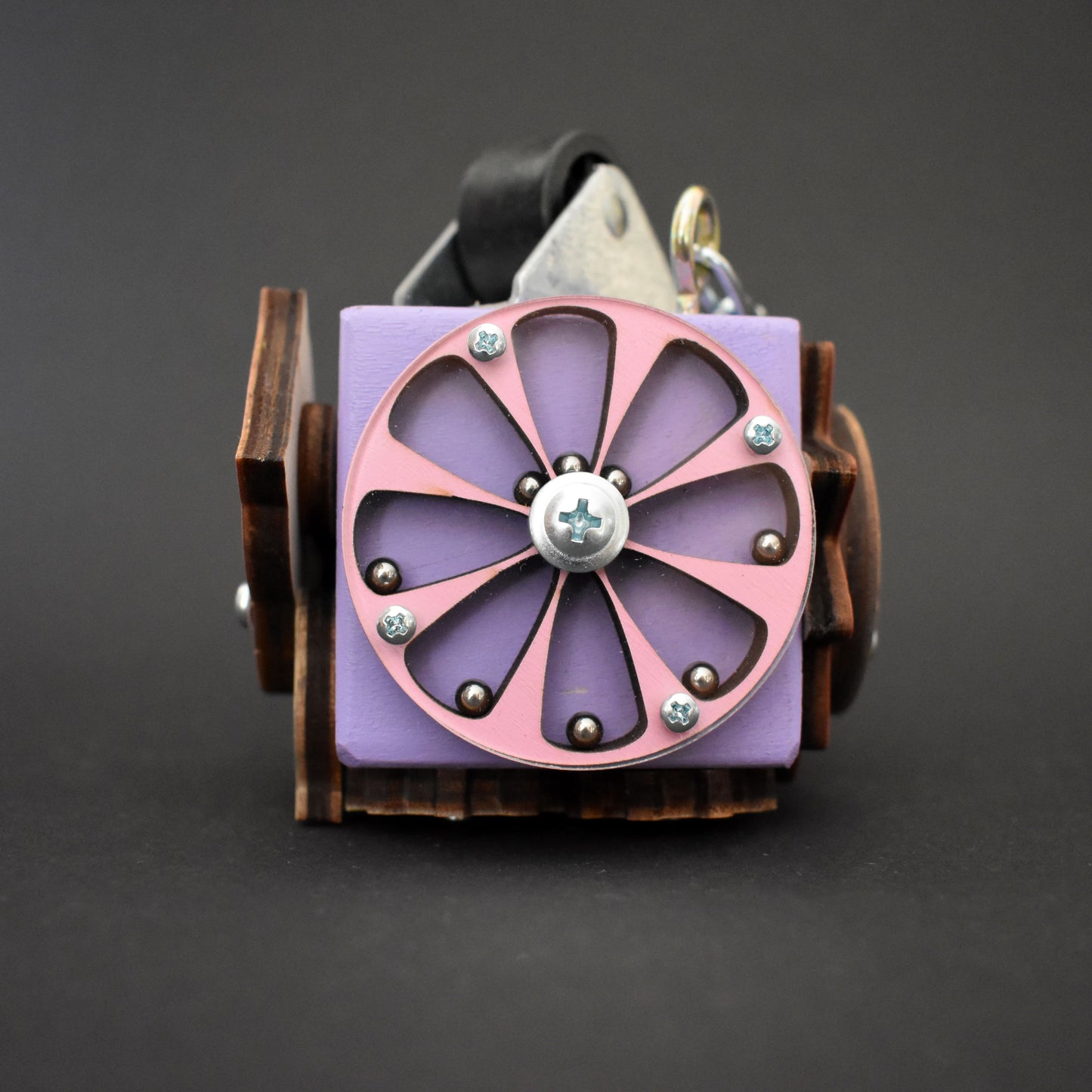 Handmade busy cube with soft tactile elements