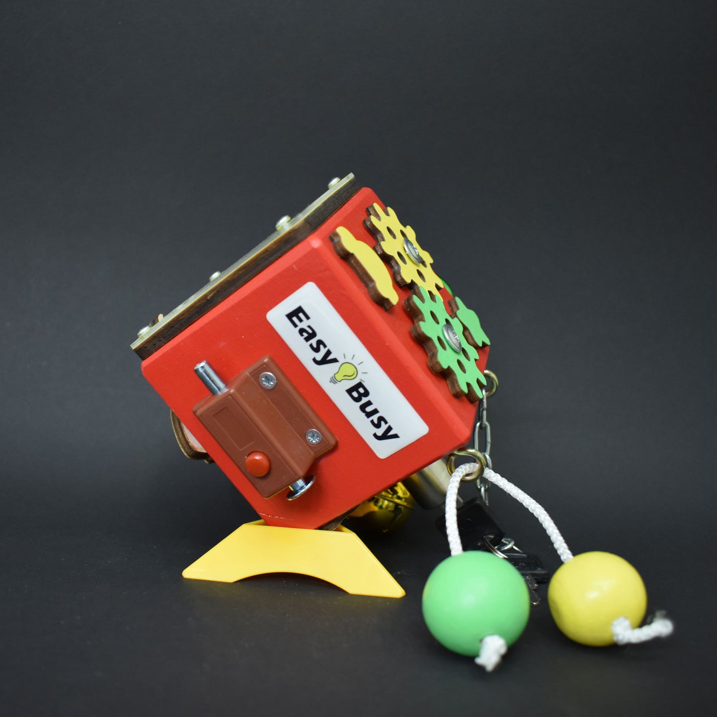 Wooden busy cube for early development