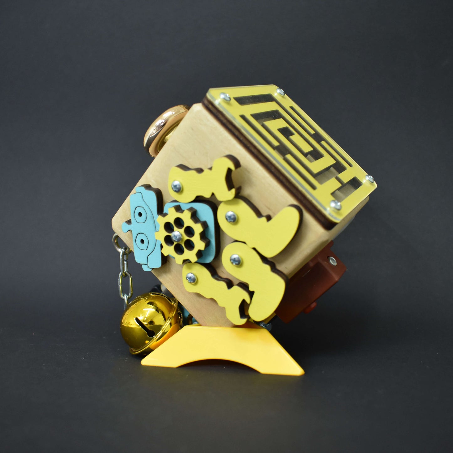 8x8 cm fidget cube for toddlers with bell and spinner