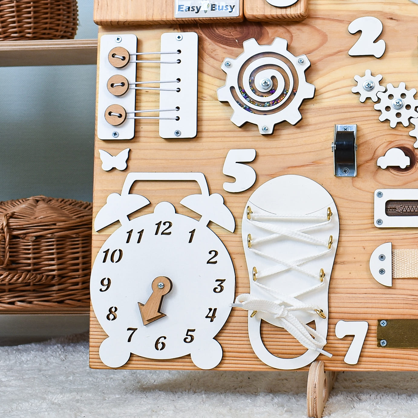 White & Natural Wood Alzheimer’s Activity Board
