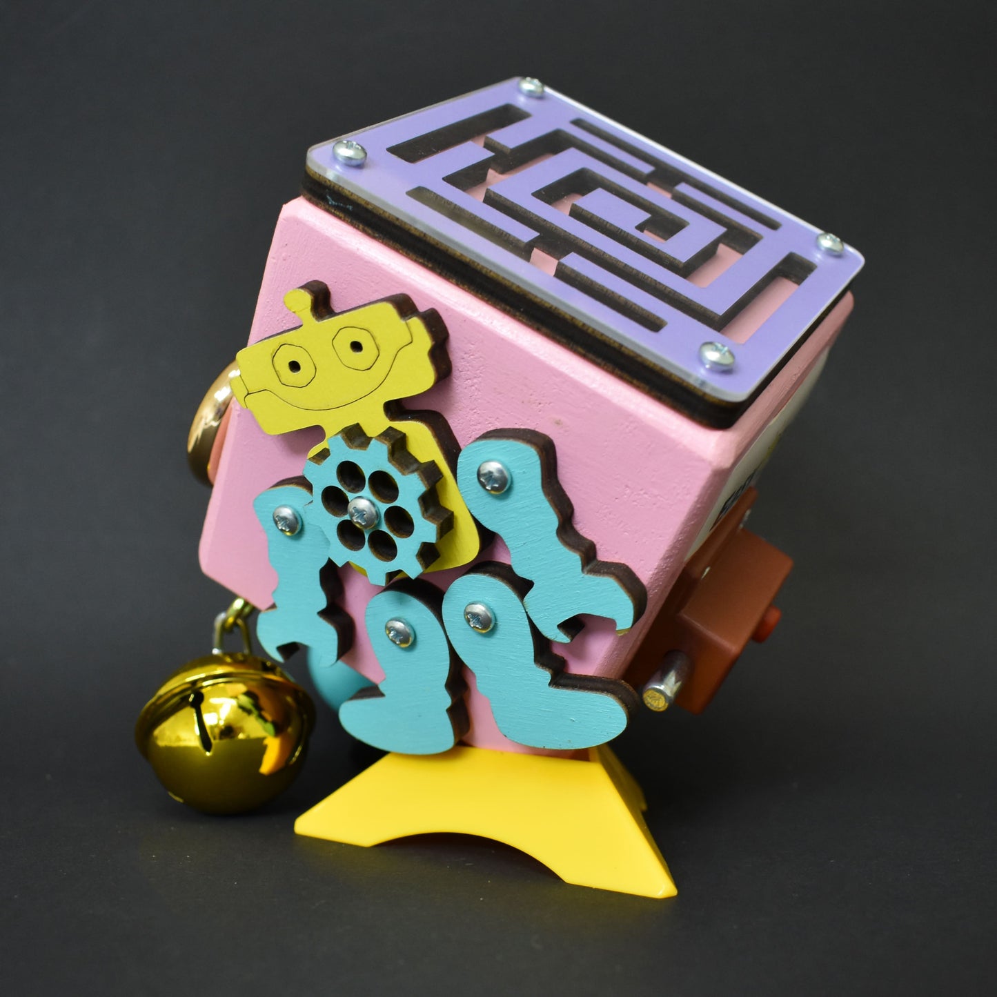 Wooden learning toy cube for quiet playtime