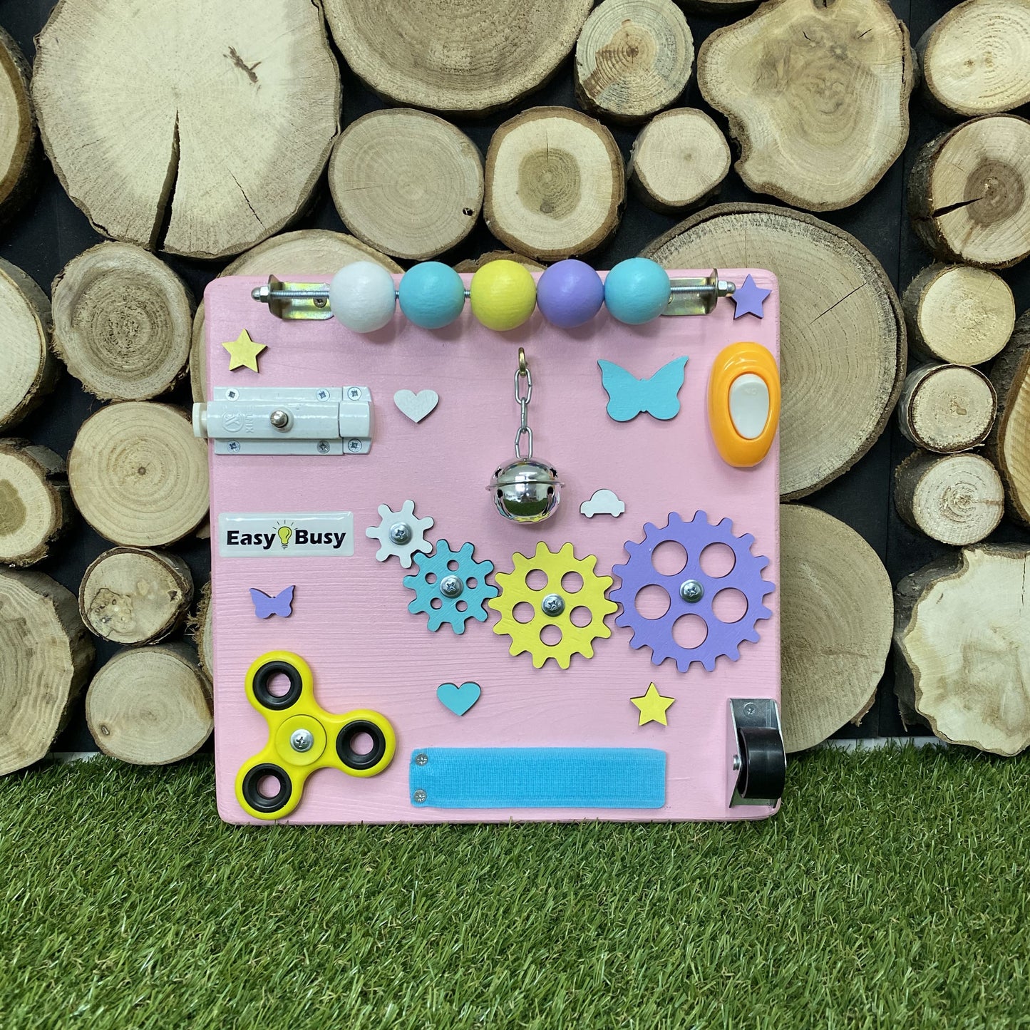 Fidget spinner corner detail of pink travel board