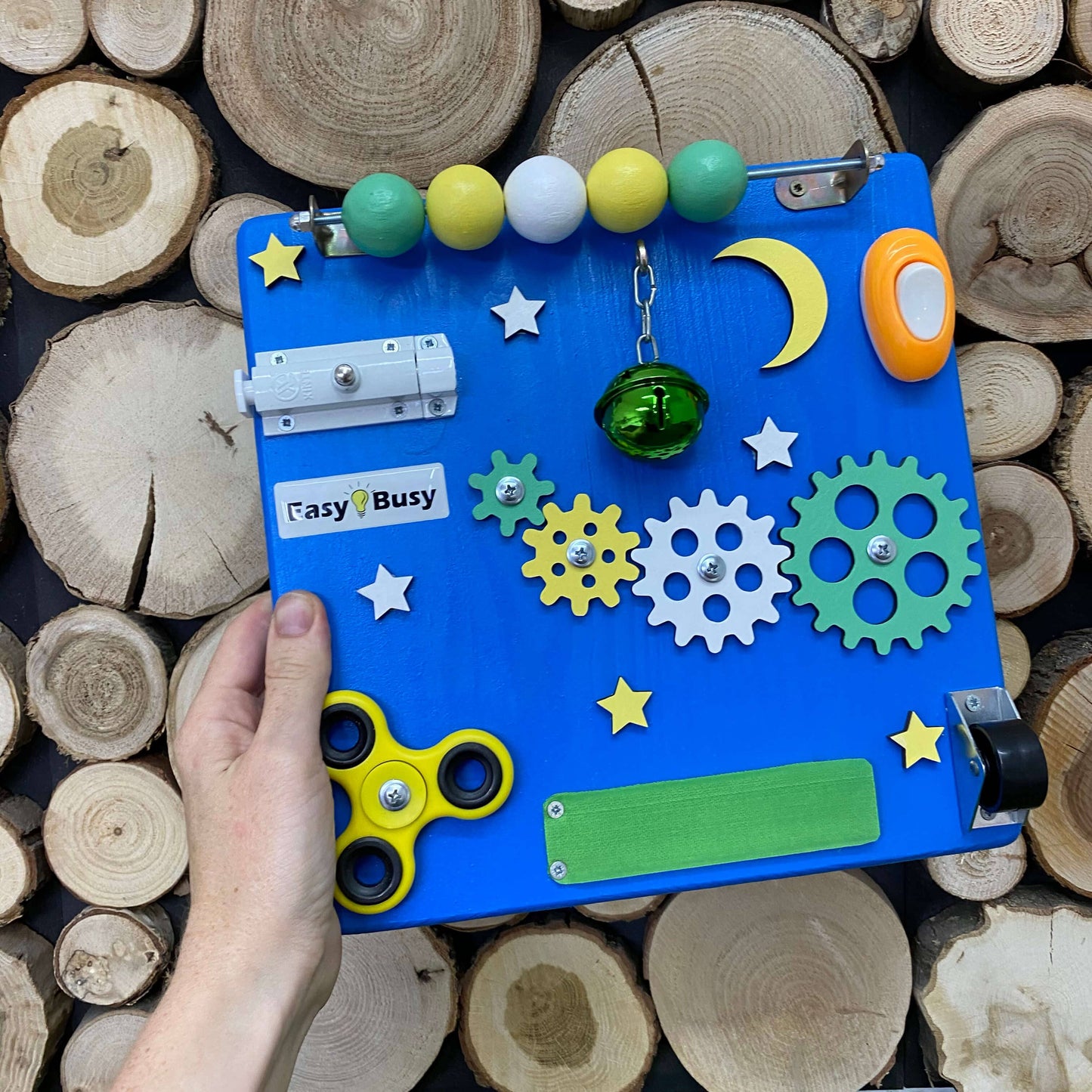 Interactive toy for toddlers in pastel color palette