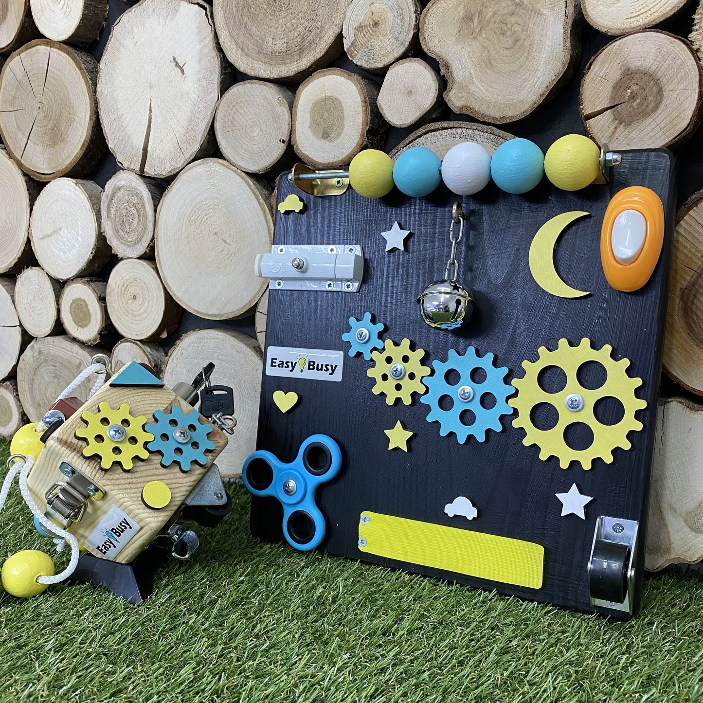 Durable travel busy board made from eco-friendly wood