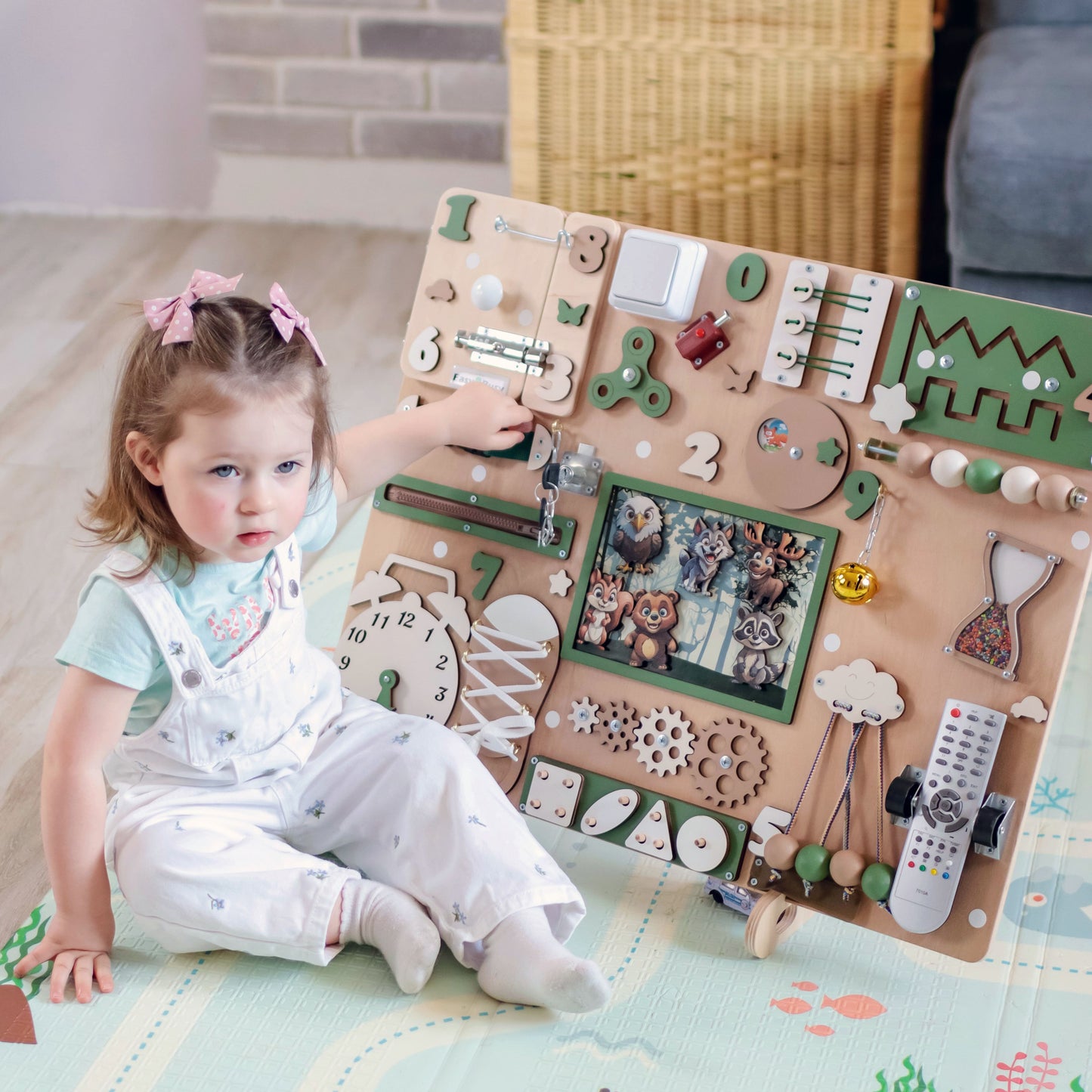 Parent & Child Playing Together – A caregiver interacting with a toddler, encouraging educational play