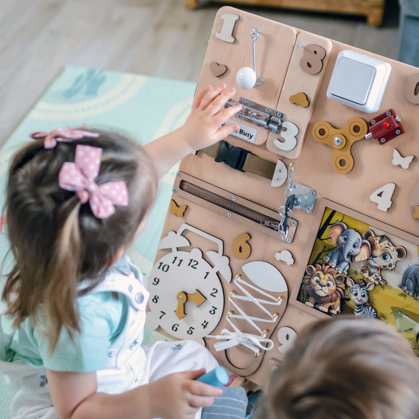 Eco-friendly handcrafted Montessori sensory board for early learning