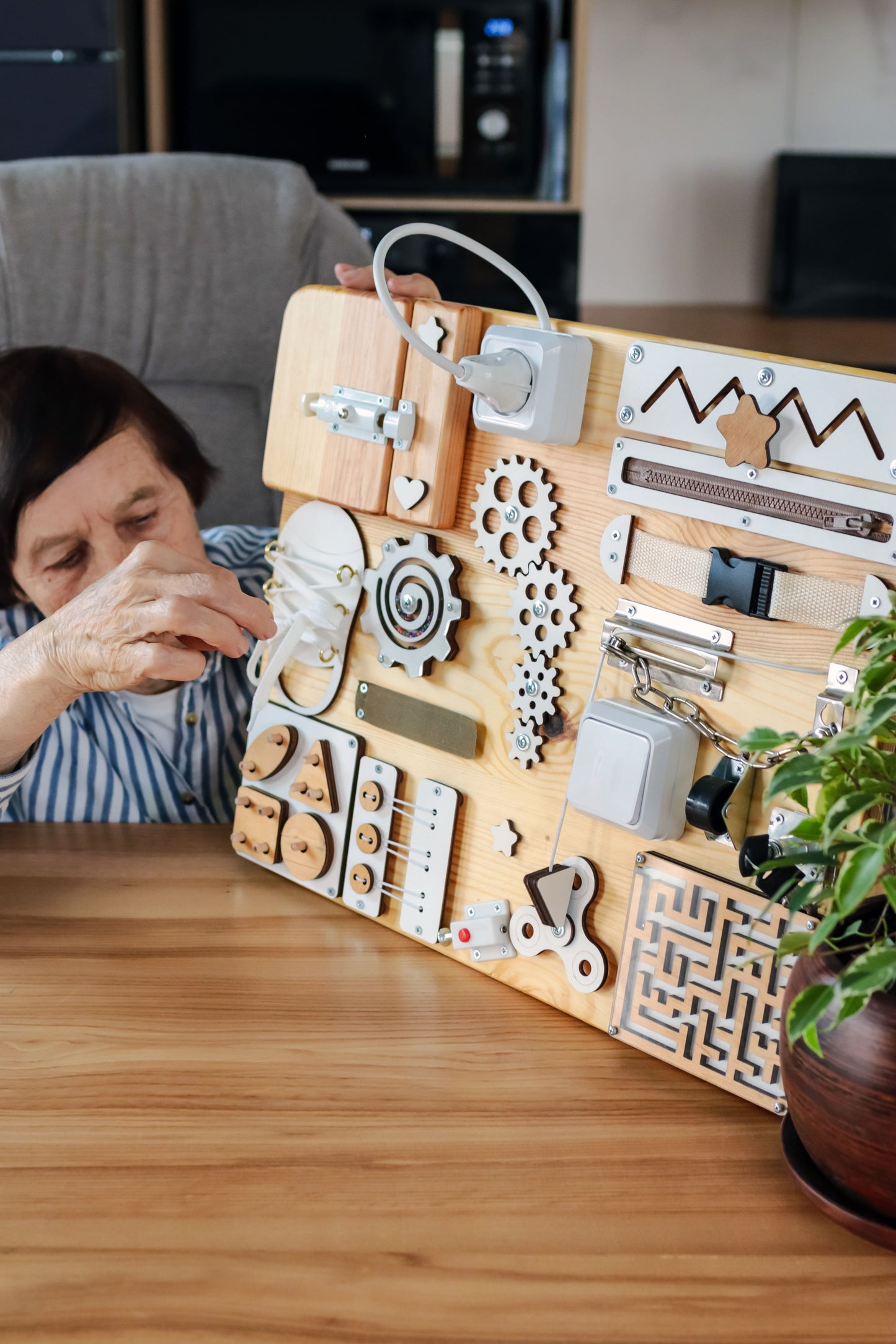 Stylish Wooden Therapy Board for Seniors & Autism Support