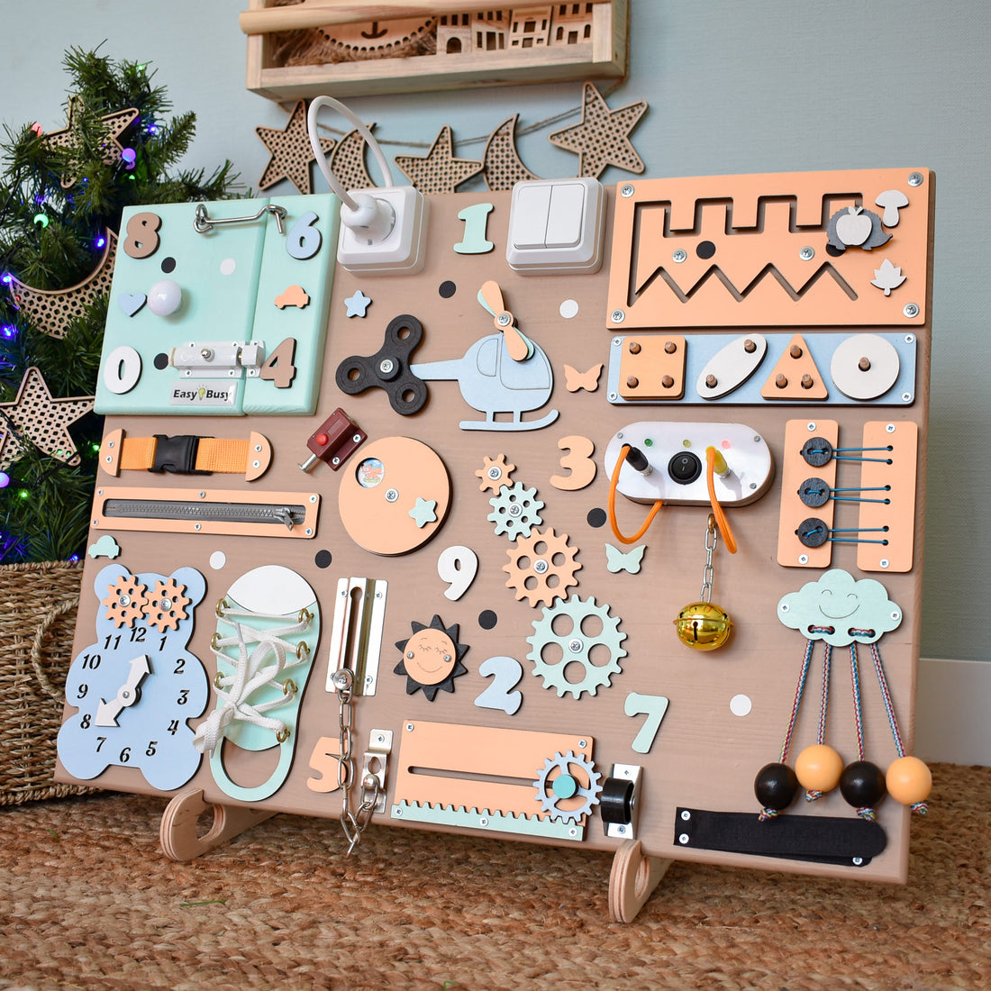 Activity Board – Montessori Sensory Board for Toddlers, Fine Motor Skills, and Early Learning