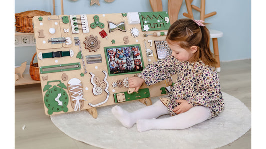 Busy Board for Toddlers Montessori Wooden Sensory Activity Board for Fine Motor Skills & Early Learning