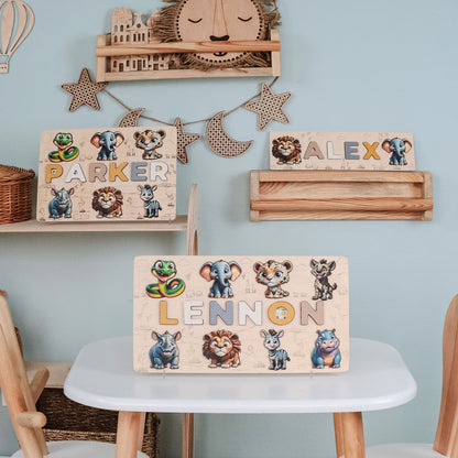 Personalized safari puzzle for baby nursery décor