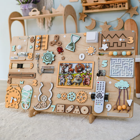Educational farm activity board designed for preschoolers and toddlers