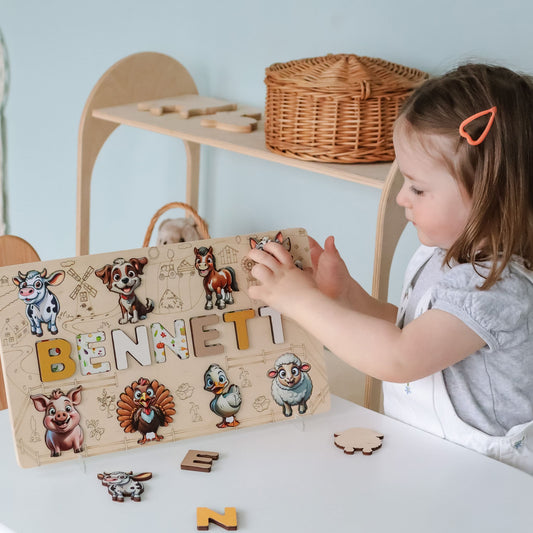 Magnetic fridge animals and name puzzle toy