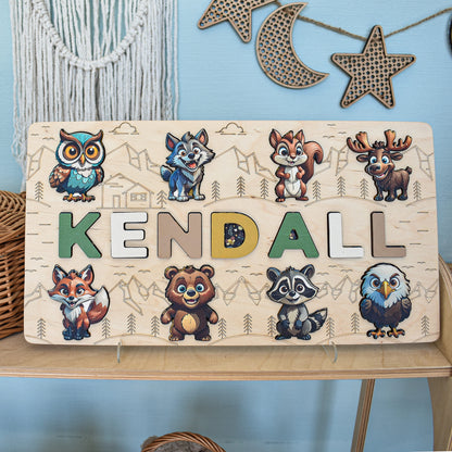 Custom Name Puzzle for Toddlers with Forest Theme