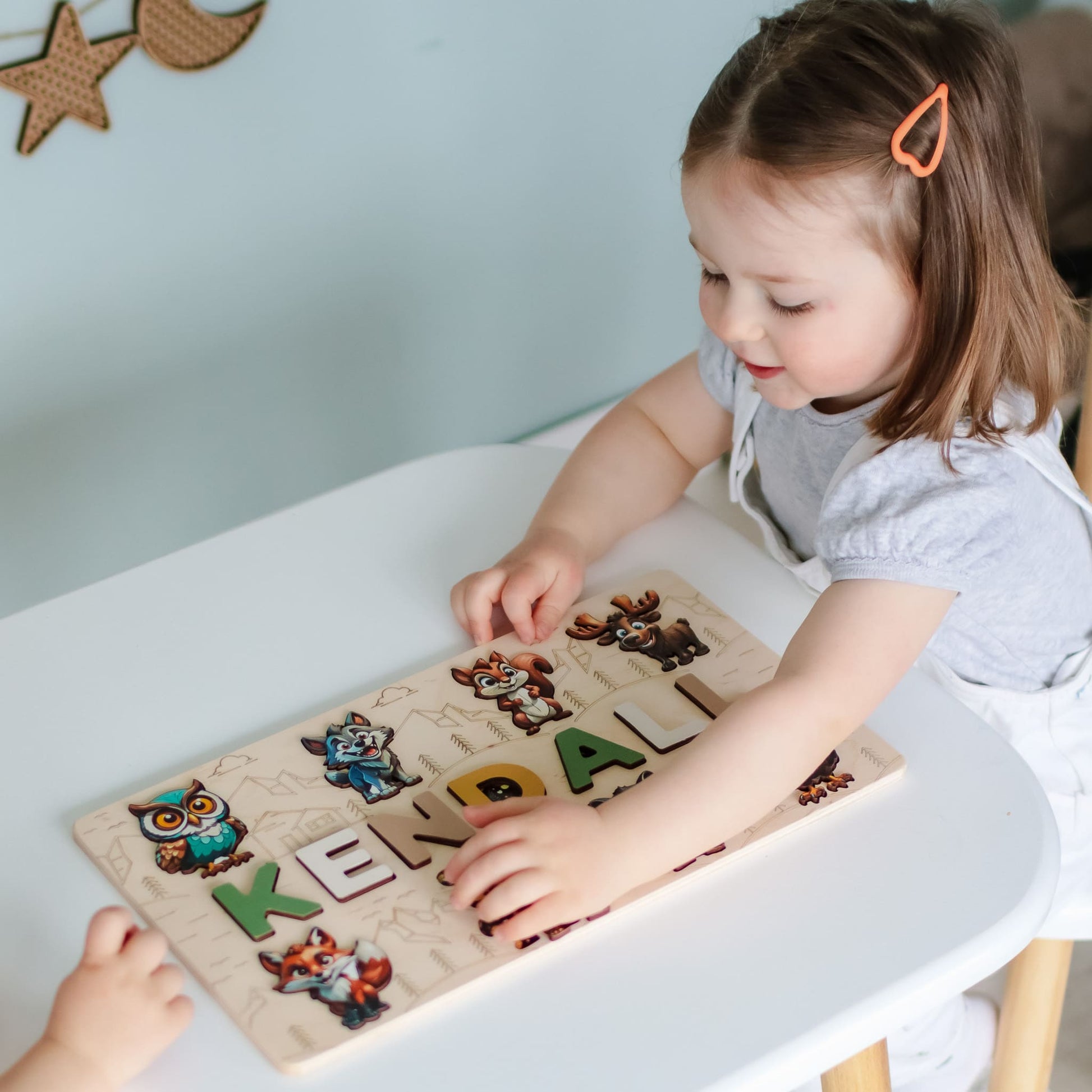 Wooden Name Puzzle with Magnetic Forest Animals