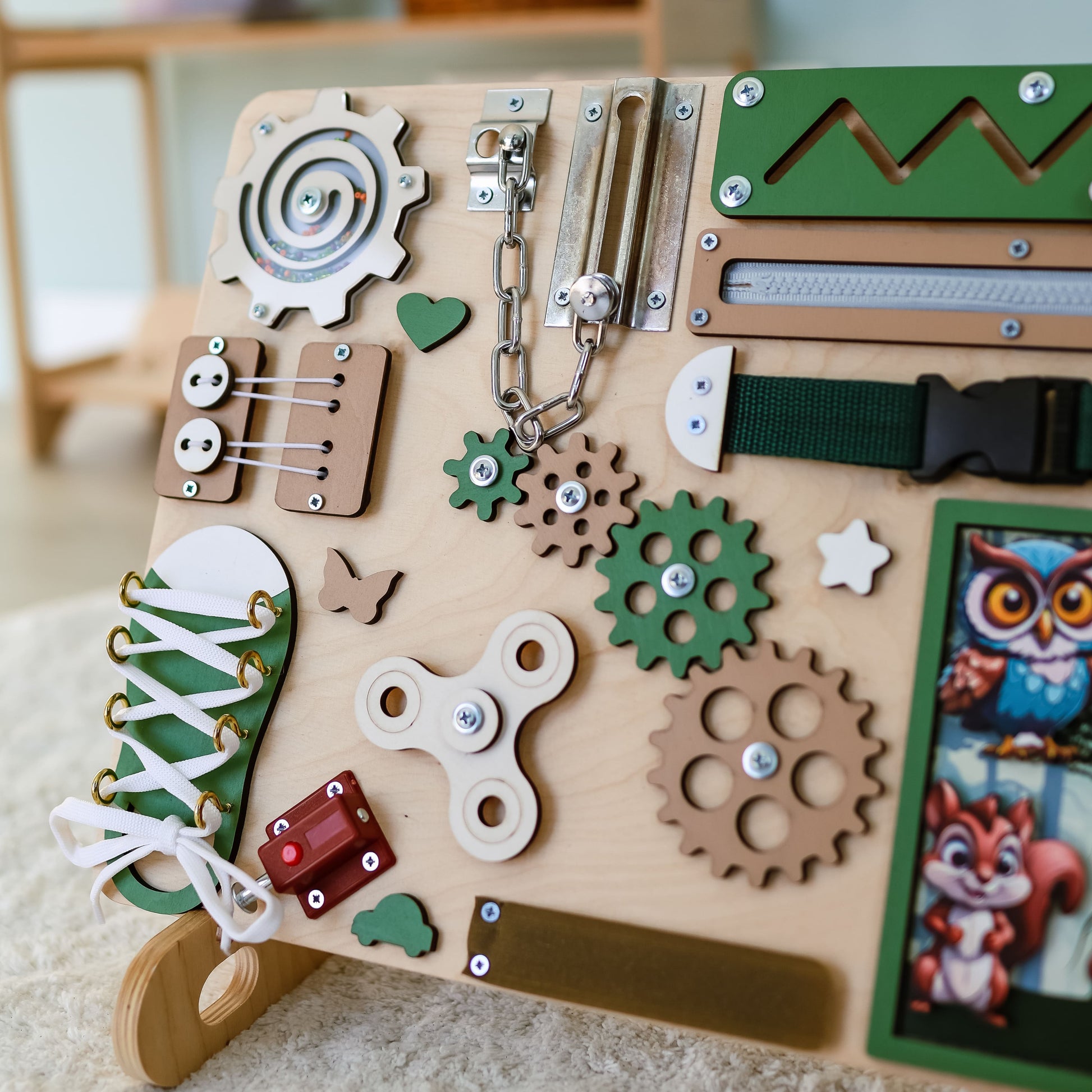 Fine motor skill development toy with magnetic woodland creatures