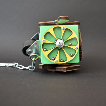 Mini busy cube keychain toy with multiple textures