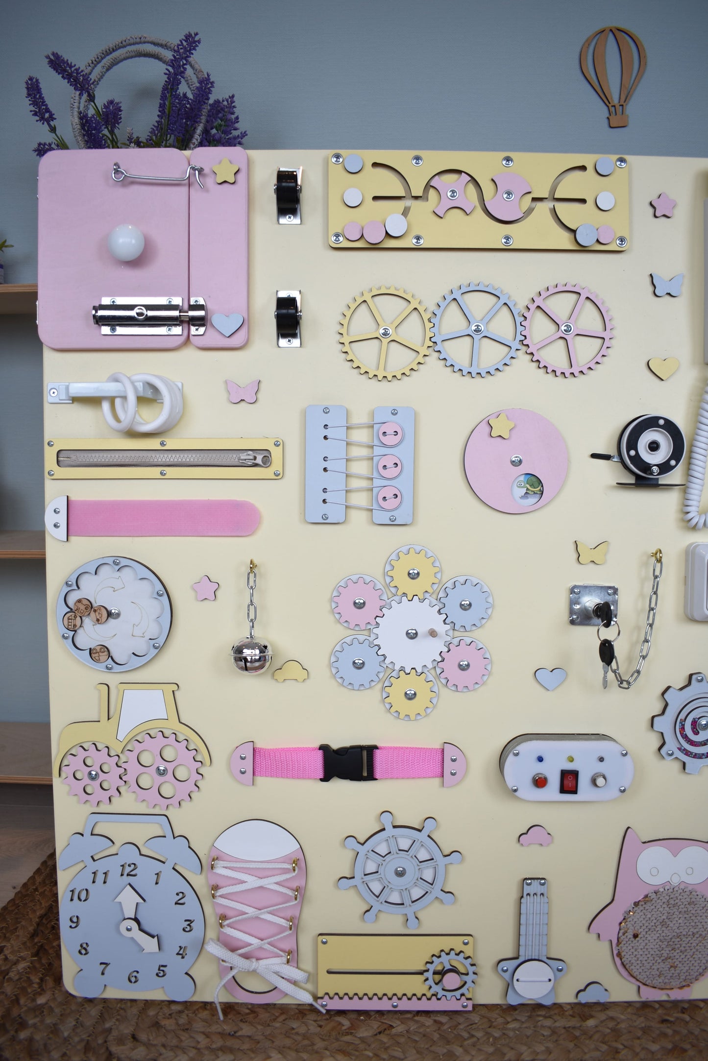 Custom sensory wall panel designed for daycare, kindergarten, and indoor play zones