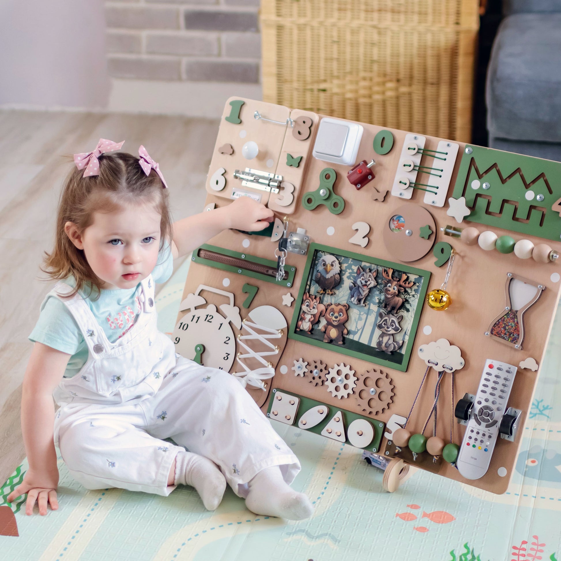 Parent & Child Playing Together – A caregiver interacting with a toddler, encouraging educational play