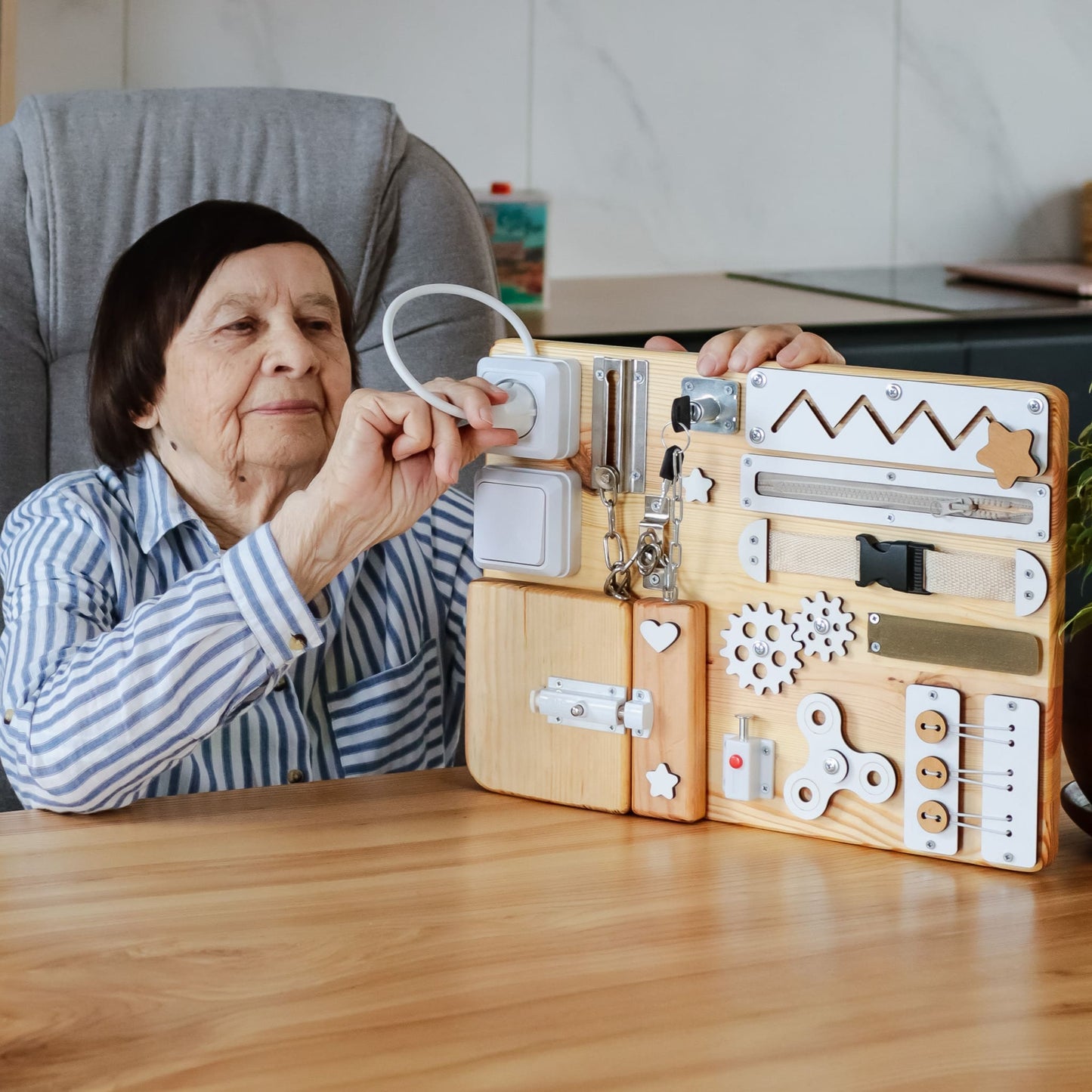 Small Occupational Therapy Board with White Elements for Seniors