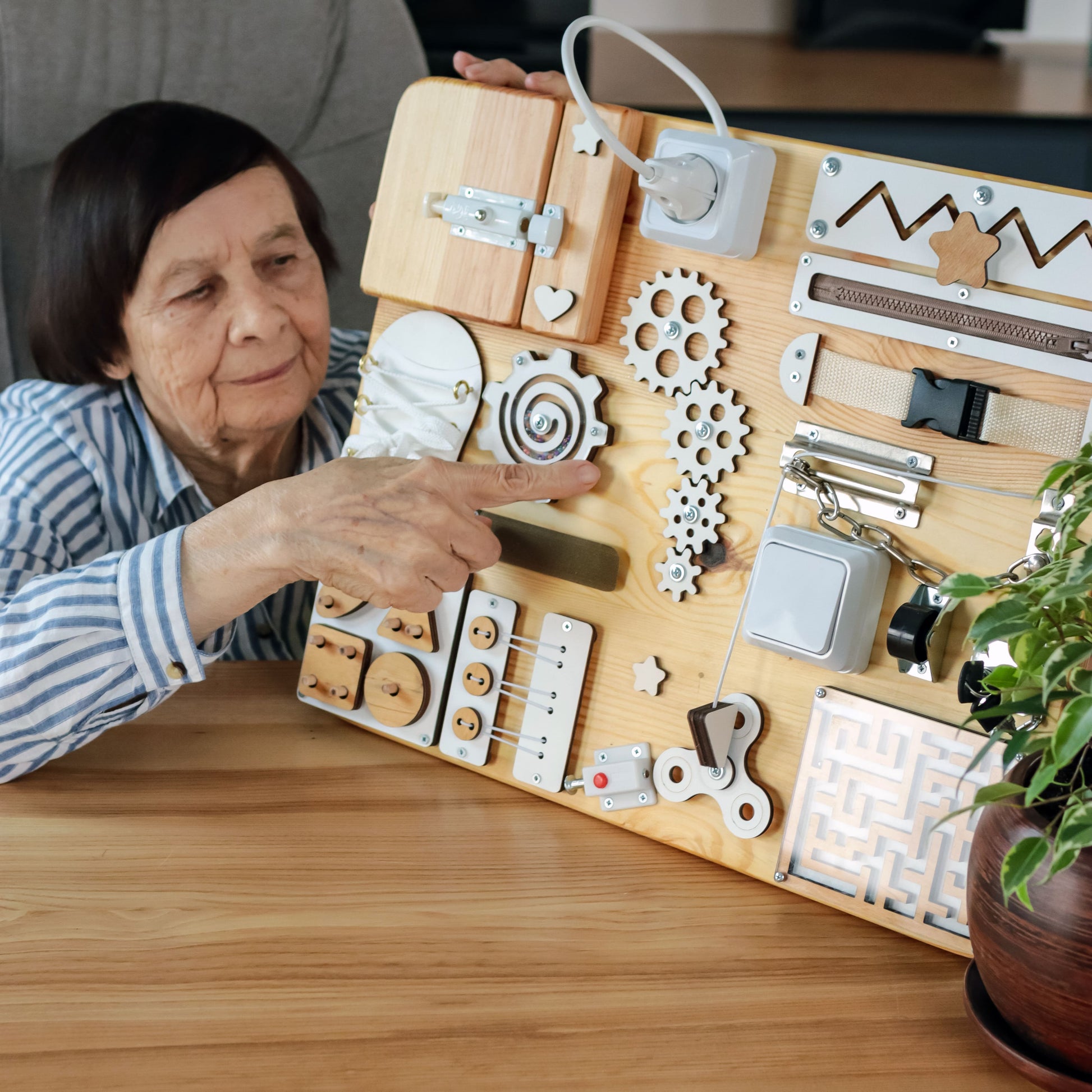 Natural Wood & White Alzheimer’s Activity Board