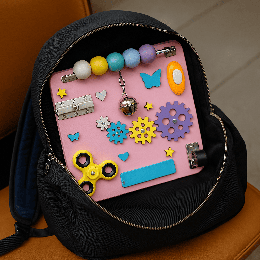 Sensory toy for toddlers with real lock and gears