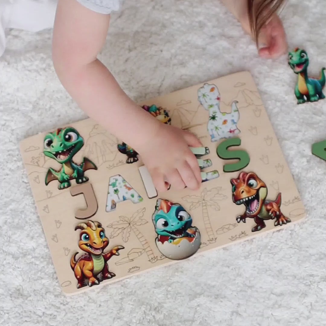 Jurassic alphabet puzzle with magnetic animals