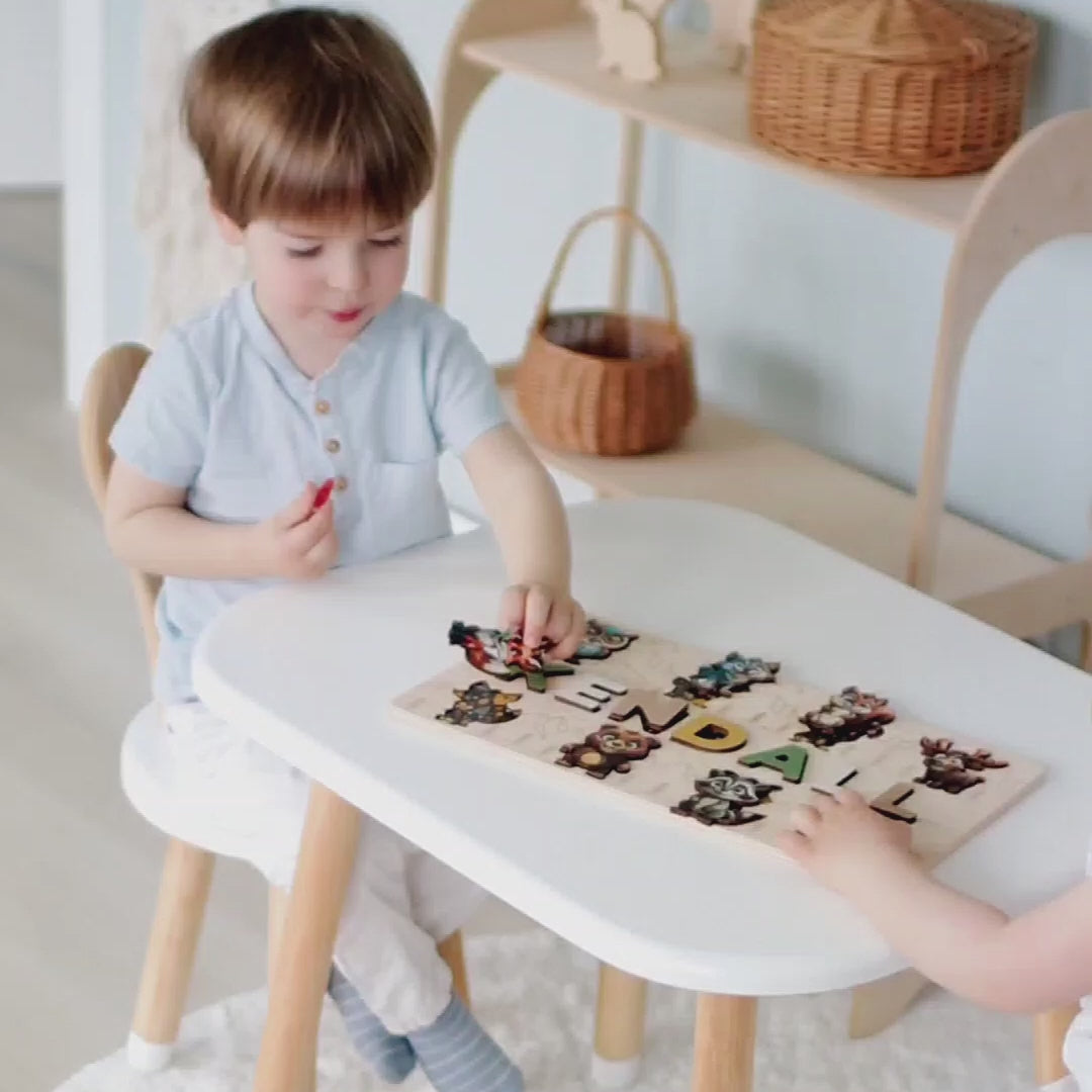 Load video: Custom Wooden Name Puzzle for Learning &amp; Fun