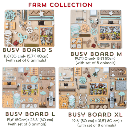 Engaging farm-themed busy board with an oversized play area
